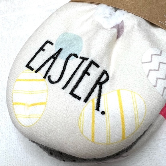 Rae Dunn New EASTER Egg Faux Sherpa Slippers Cream Small Medim S M 5 7 - Picture 13 of 17